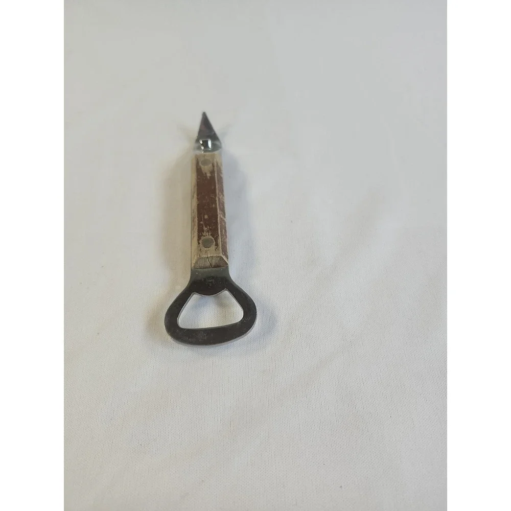 Vintage EKCO Can Piercer Wood Handle Church Key Camping Bottle Can Opener